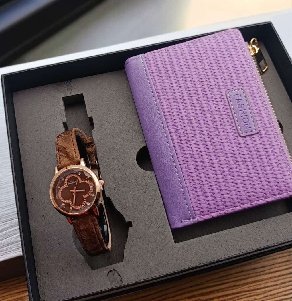 Set de reloj y billetera en caja de regalo