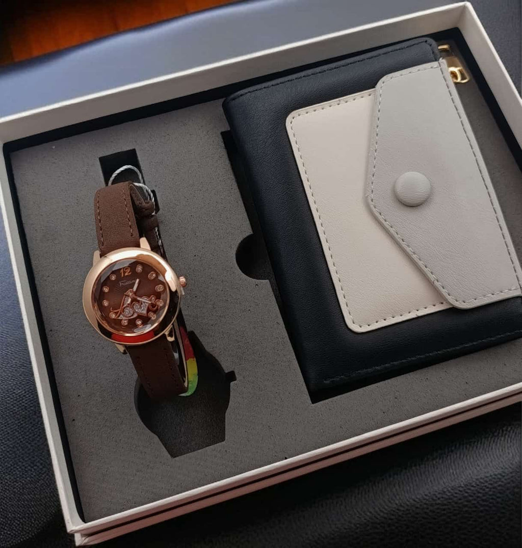Set de reloj y billetera en caja de regalo
