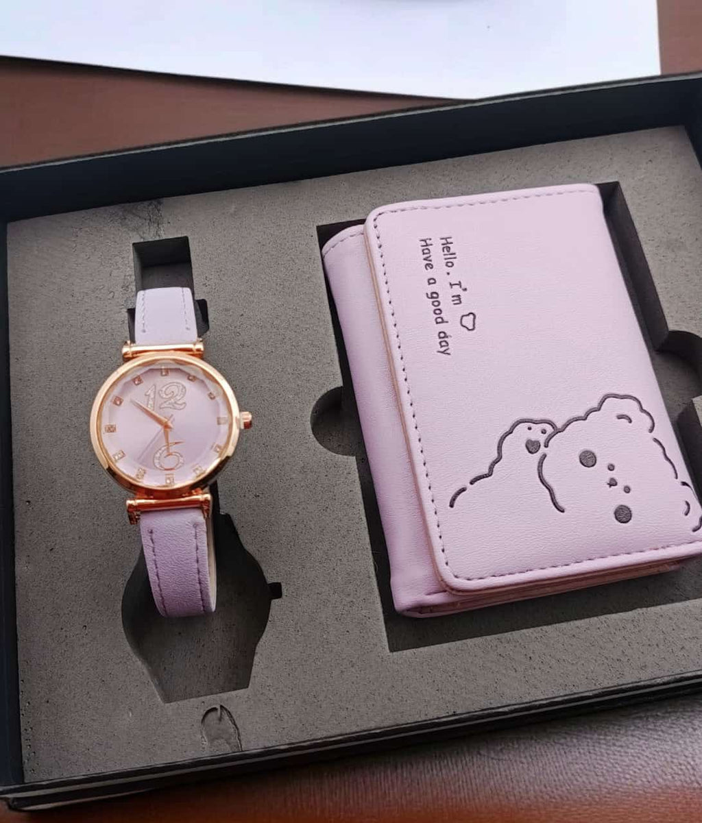 Set de reloj y billetera en caja de regalo